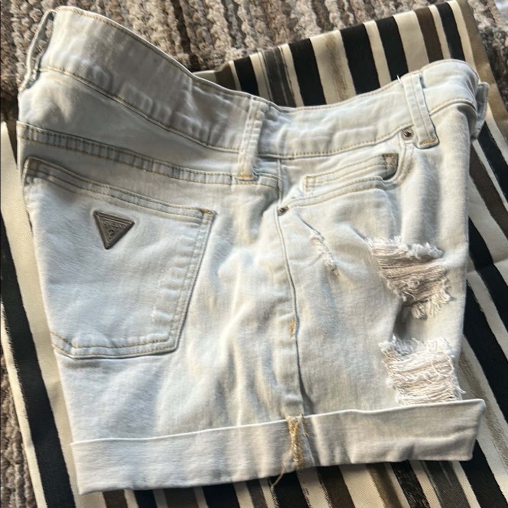 Guess Light Blue Ripped Jean Shorts - Picture 6 of 6